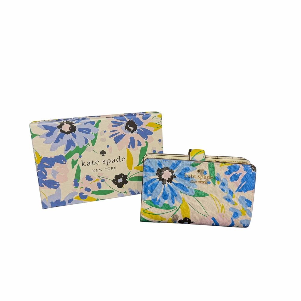 NEW Kate Spade Madison Boxed Medium Compact Bifold Wallet Festival Floral Multi - Picture 2 of 12